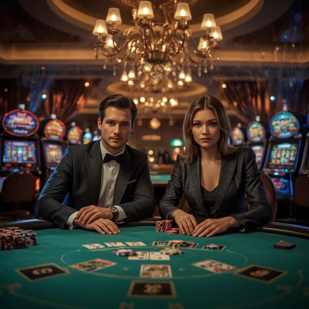 Due giocatori di poker in un DerbyBet Casino